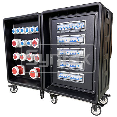 Syntax MD4 Three Phase 250AMP IP67 Waterproof HDPE Mobile Distribution Power Panel On Wheels With Differential Protected 630x430x900mm
