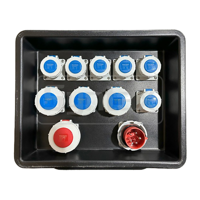 Syntax MD2 Tiga Fase 32A HDPE Portable Distribution Box IP67 Dengan RCBO Untuk Qatar Swimming Match 530x380x460mm
