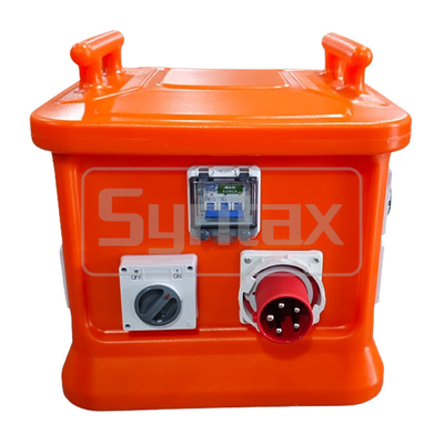 Sintaksis MK1N 5P 32A Outlet Single & 3 Phase Kotak Distribusi Portable Bahan PE Dipasang Dengan Soket Bertukar dan RCBOs