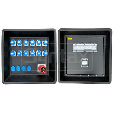 Syntax MD3 5P 63A Papan Distribusi Portable Tiga Fase HDPE IP67 Dengan Pemutus untuk Kekuatan Acara 630x430x680mm
