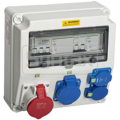 Sintaks CX2 Kotak Distribusi Dinding 32AMP Tiga Fase Empat Kawat Dengan Schneider's RCBOs 280 * 280 * 155mm