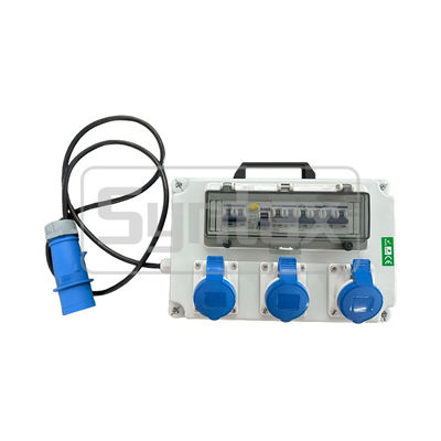 Kotak Distribusi Daya Portabel yang Dipasang di Dinding Syntax JS1 32AMP Dibuat dari PC Electric Grey Kotak Perawatan 220*340*150mm