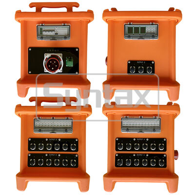 Syntax MK2 Portable Power Distribution Box Dengan 63AMP/5P 400v IP67 Inlet Mennekes Dan Dilindungi oleh Schneider Breakers 46*46*55CM