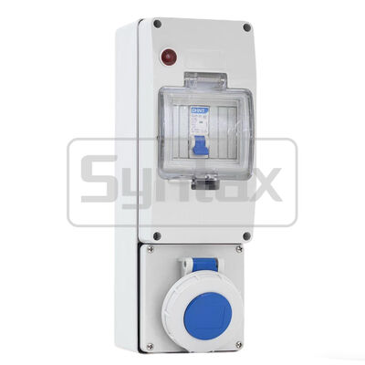 Kotak Stopkontak Industri Tahan Air Syntax UBM316 IP66 dengan 16A 3P 220V dan Kontak Kuningan Berlapis Nikel