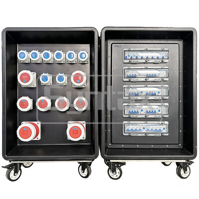 Syntax MD4 Tiga Fase 250AMP IP67 Tahan Air HDPE Panel Distribusi Daya Bergerak Di Atas Roda Dengan Perlindungan Diferensial 630x430x900mm