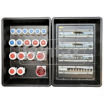 Syntax MD4 Tiga Fase IP67 Tahan Air 125A/5P Papan Distribusi Daya Portabel HDPE untuk Acara Olahraga FIFA di Qatar 630x430x900mm