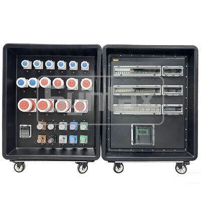 Syntax MD5 IP67 Waterproof 500A Tiga Fase HDPE Portable Power Distribution Box pada Roda dengan Powerlocks 500A untuk FIFA Acara Olahraga Di Qatar